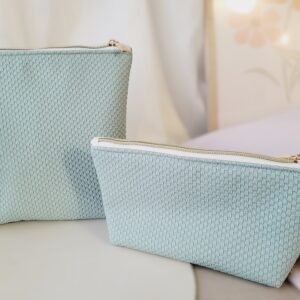 trousse en nid d'abeille avec zip couleur pastel kit couture